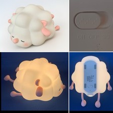 LED Night Lights Cute Sheep Silicone Lamp USB Chargable Bedside Decor Kids