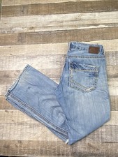 Buckle BKE Jeans Men's 34R Carter Straight Leg 34x30 Distressed Denim Light Blue