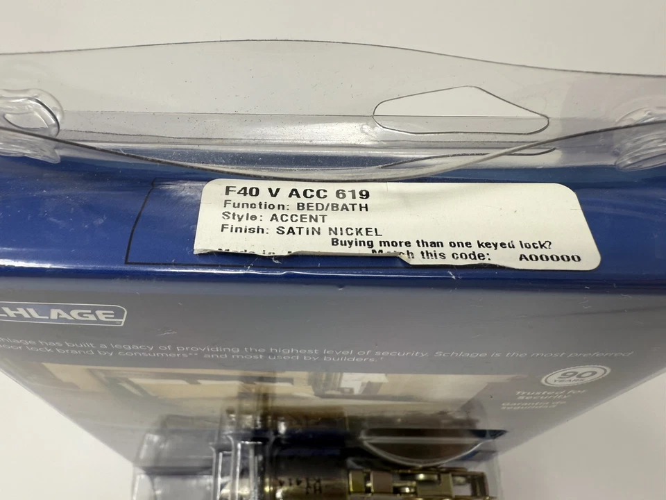 Schlage Privacidad Bloqueo Cama Baño Puerta Manija Acento Níquel Satinado F40 V ACC 619 Foto 3 de 4