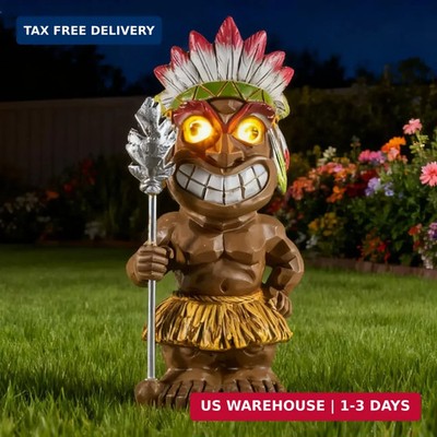 Tiki Statue Tiki Decorations Outdoor Tiki Decor with Solar Power Light Garden St