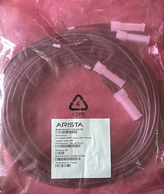 Arista 4 x 10 GbE QSFP+ to 4 x SFP+ twinax copper cable, 5M