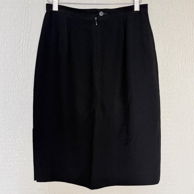 Vintage Krizia Italian Black Triacetate Blend Pencil Skirt Size 40 Knee Length