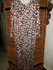 Bodycon Long Sleeve Leopard Print Midi Dress xl new