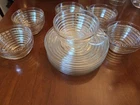 Vtg Anchor Hocking Manhattan Clear Glass Ribbed Set of 6 cups and saucers