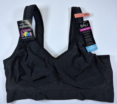 Bali Women's 3XL Comfort Revolution ComfortFlex Fit Wireless Bra Black DF3484
