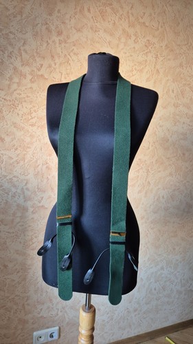 Vintage Pakeman Catto & Carter men's suspenders wool+leather green