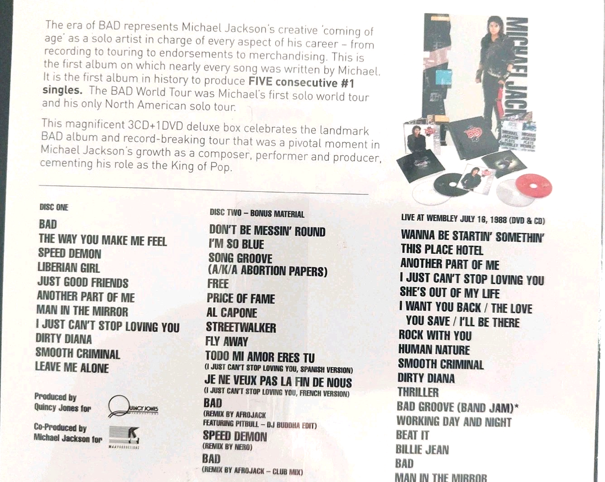 ORIGINAL Retail Michael Jackson Bad 3CD+DVD 25 Deluxe Edition Box