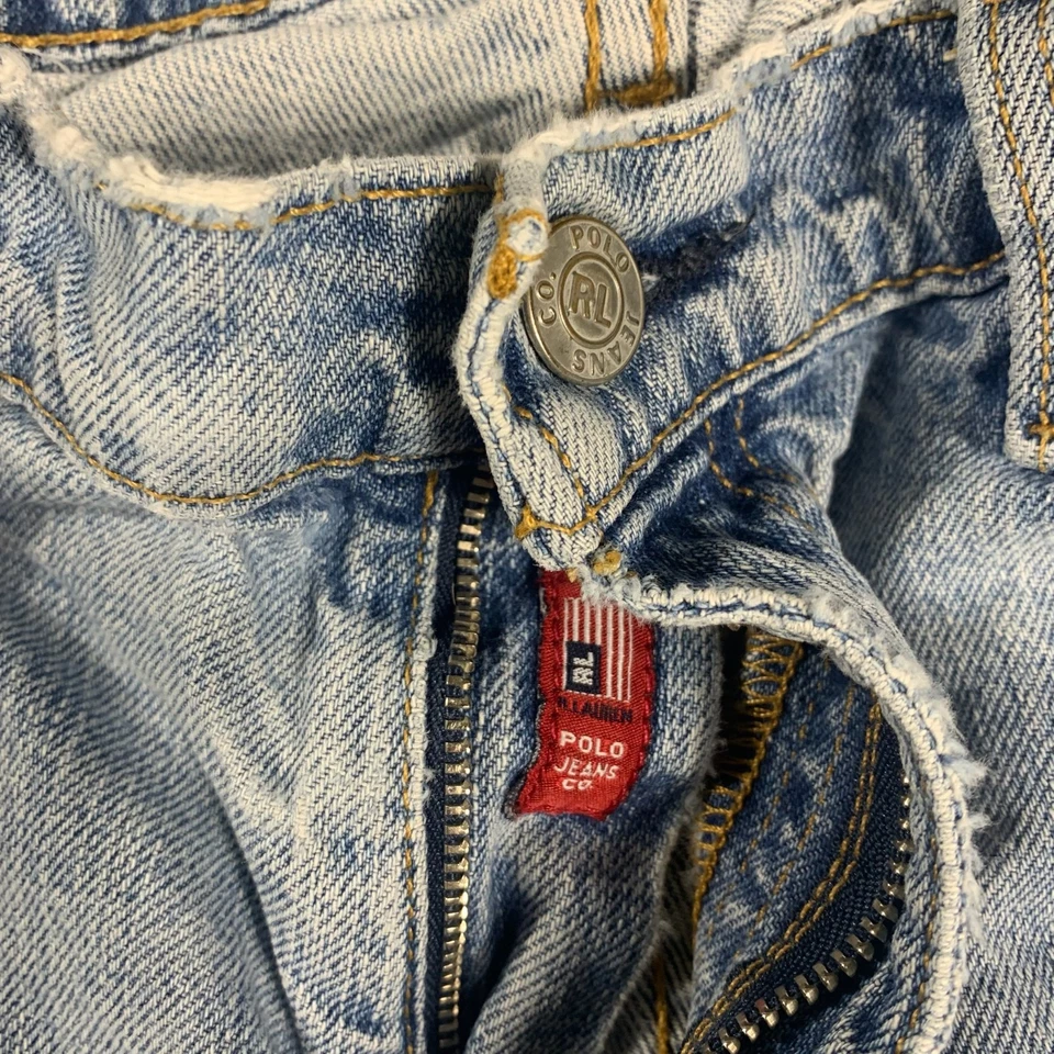 Pantalones Cortos Ralph Lauren Para Mujer 14 33x3 Azul Jean Denim Corte Flecos Envejecidos Y2K Foto 2 de 4