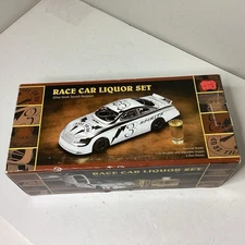 Godinger VTG NIB Race Car Liquor Set 6 Pc | Silver Spirits Car, Decanter Glasses