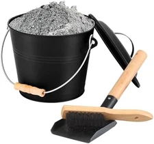 Mini Ash Bucket with Shovel Broom Lid 1.3 Gallon