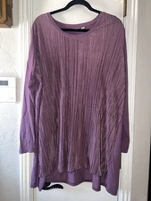 Logo  by lori goldstein 1X Purple Polyester Travelers Knit So Comfortable