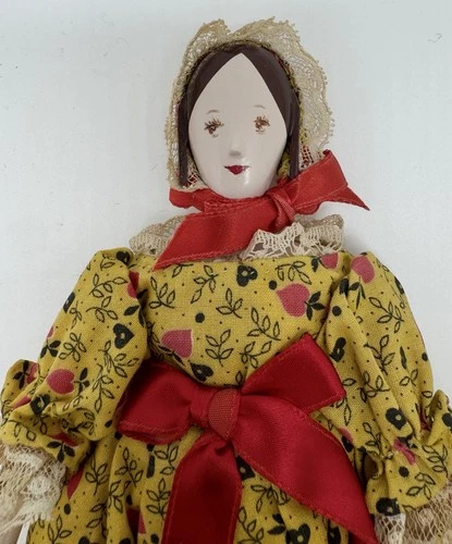 Vintage 9" PK SHILLABER SEVEN GABLES Peg Wooden Doll 60s Brown Hair With Tag