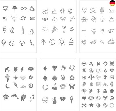 6 Blätter Finger Temporäre Tattoos Erwachsene Klein, Fake Tattoos Semi P