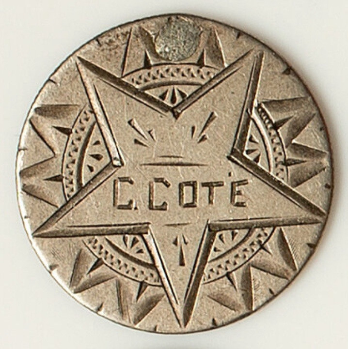 1891 Love Token Seated Liberty 10¢ Engraved 'CCOTE' in a Star LT36