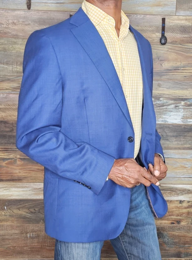 Chaqueta Blazer Tiglio Luxe Italia Lanificia Di Biella Doble Ventilación Azul 44R Foto 4 de 4