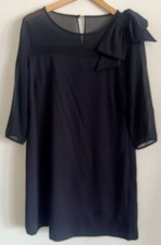 Coast size 14 Black Shift dress huge bow party A Line Xmas Chiffon Office Work