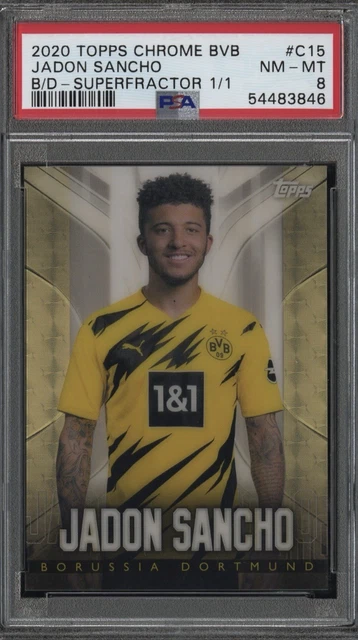 2020 TOPPS CHROME BVB JADON SANCHO DORTMUND SUPERFRACTOR #1/1 PSA 8