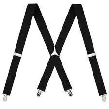 Moulen Men's X-Back 1.4 Inches Wide 4-Clips Adjustable Suspenders, Black