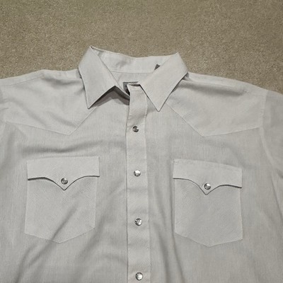 Vintage ATB Pearl Snap Shirt Mens 17.5 White Striped