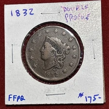 1832 1c Coronet or Matron Head Large Cent Double Profile