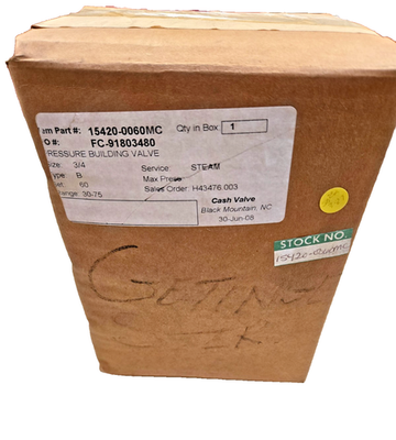 #ad Cash Valve 15420 0060MC Pressure Building Valve 3 4quot; NEW $249.99