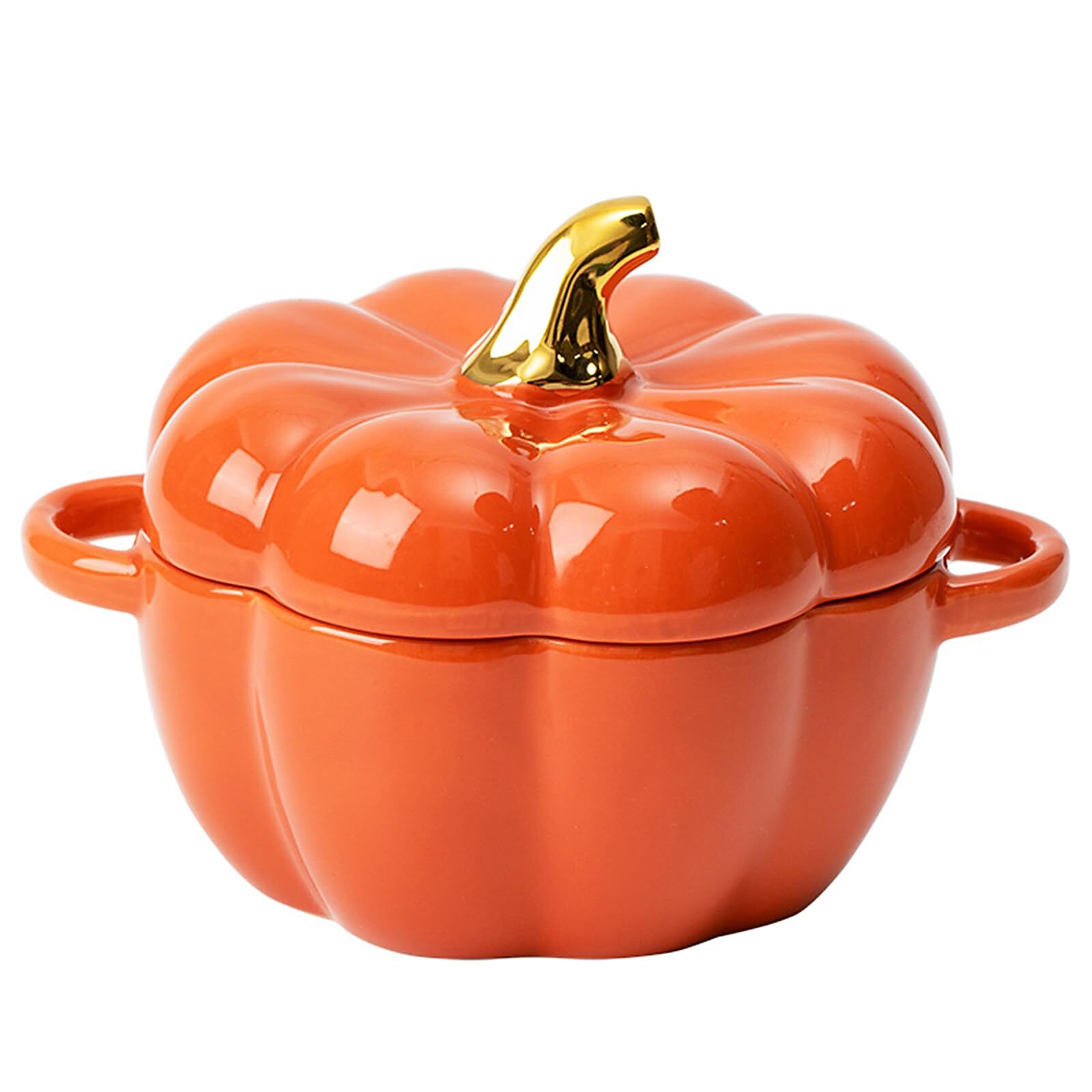 Dutch Oven Pot with Lid, Pumpkin Pottery Dessert Saucepan, Mini Baking Dish C...