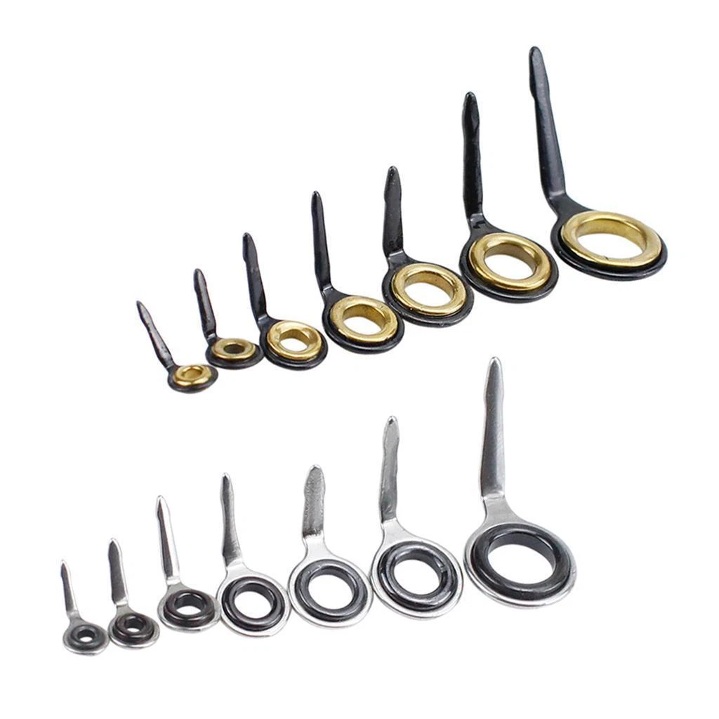 10 anelli di guida per canne da pesca in acciaio inox e ceramica per riparazione 10 anelli di guida per canne da pesca in acciaio inox e ceramica per riparazione