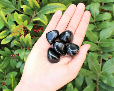 5 Black Obsidian Tumbled Stones (Polished 'A' Grade)