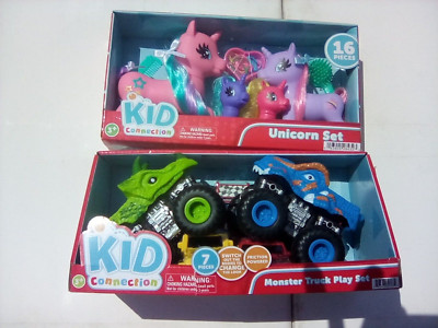 Kid Connection 16 Pc Unicorn Set and Monster Truck Set. A Boys and Girls Combo