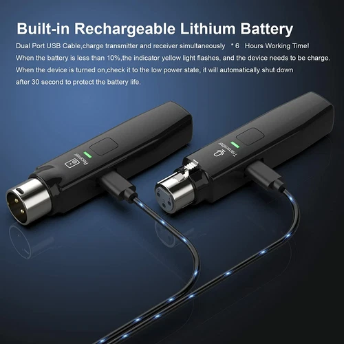 Microphone Wireless System 2.4GHz Wireless Mic Adapter,Rechargeable Wireless XLR - Picture 6 of 8