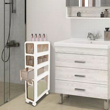 4-tier Bathroom Floor Cabinet Narrow Slim Storage Cabinet Bathroom Organizer