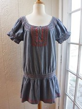 NINE WEST Jeans 100% Cotton Blue Denim Lightweight Short Sleeve  Dress *Women M*