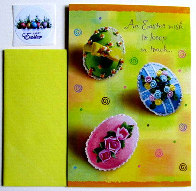 NOS Tender Thoughts Friend Easter Greeting Card, Env. & Seal - Decorative Eggs