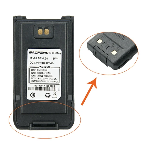Li-ion Battery 1800mAH 7.4V for A58 BF9700 Ham Radio Accessory - Picture 3 of 8