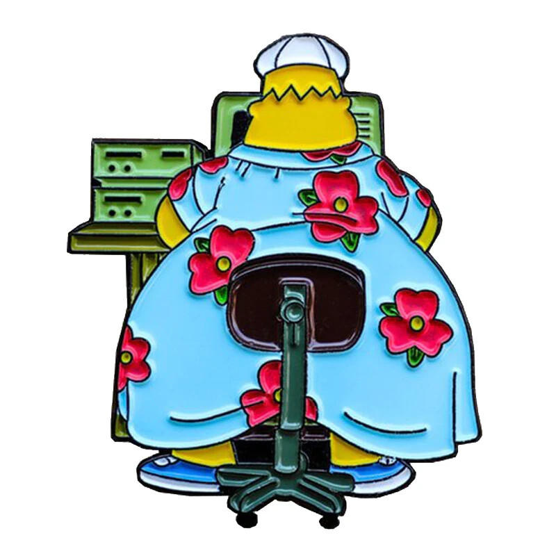 Homer Simpson Muumuu Hawaiian Dress Sitting The Simpsons Enamel Metal Pin