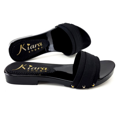 Lackierte Low Clogs - schwarz - Schuhe Made in Italy N 35 bis 42 - KV1501 SCHWARZ