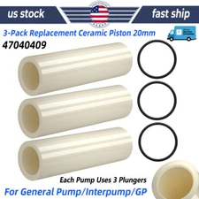 3-pack Replacement CERAMIC PISTON 20mm For Interpump GP General Pump 47040409