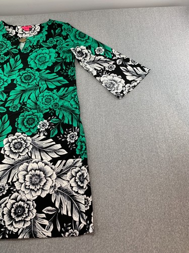 Abito Sunny Leigh maglia elasticizzata donna XL nero verde bianco manica a campana linea A - Foto 4 di 14