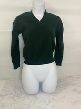 VTG MSI Montessori School International Sweater Sz 7/8 Medium Green V Neck M
