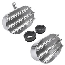 For Finned Oval Polished Aluminum Valve Cover Breather Pcv Combo Ford Chevy For Finned Oval Polished Aluminum Valve Cover Breather Pcv Combo Ford Chevy