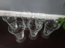 Vintage Etched Footed Iced Tea Glasses- Set of 6