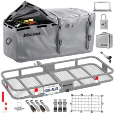 Mockins Gray Hitch Mount Cargo Carrier with Cargo Bag and Net