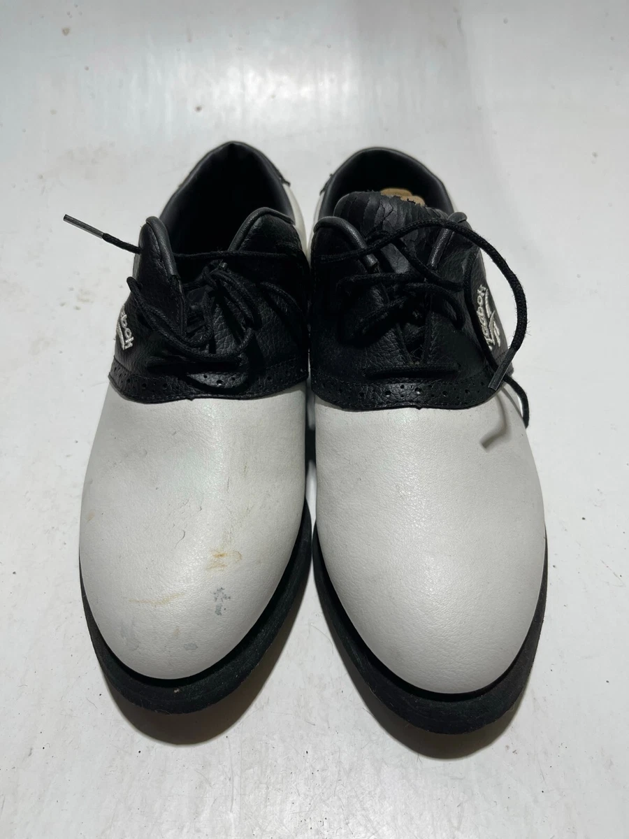 Reebok Golf Shoes White Black Saddle Soft Spikes Women s Size US 8