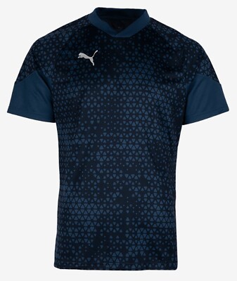 PUMA Men Team-Cup Training Shirts Athletic Navy Tee Top Shirt Jersey 65798406