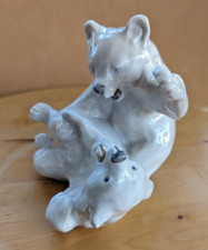 ROYAL COPENHAGEN PORCELAIN FIGURINE POLAR BEAR CUBS PLAYING Model # 1107
