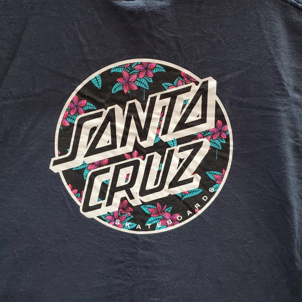 Camiseta Santa Cruz Hombre XL Azul Logo Floral Gráfico Manga Corta Y2K Camiseta de Patín Foto 4 de 4