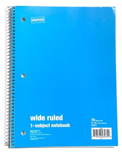 Staples Wire Binding 1-Subject Notebooks 70 Sheets 6-Pack Assorted - Picture 6 of 20