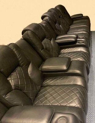 Panther Leather Power Reclining Sofa & Loveseat, Originally $4K