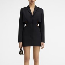 JACQUEMUS La Robe Bari Cutout Mini Blazer Dress Black Sz 36FR 4US NWT