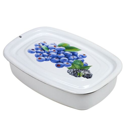 STPGOODS Blueberry Enamel Kitchen Storage Container Enamel 1.1qt - Picture 8 of 12
